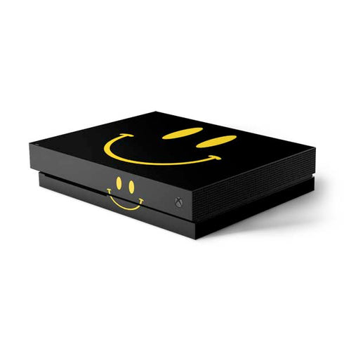Black Happy Face Xbox One X Console Skin